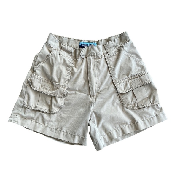 Vintage 80s 90s High Rise Khaki Cargo Shorts - Picture 1 of 7